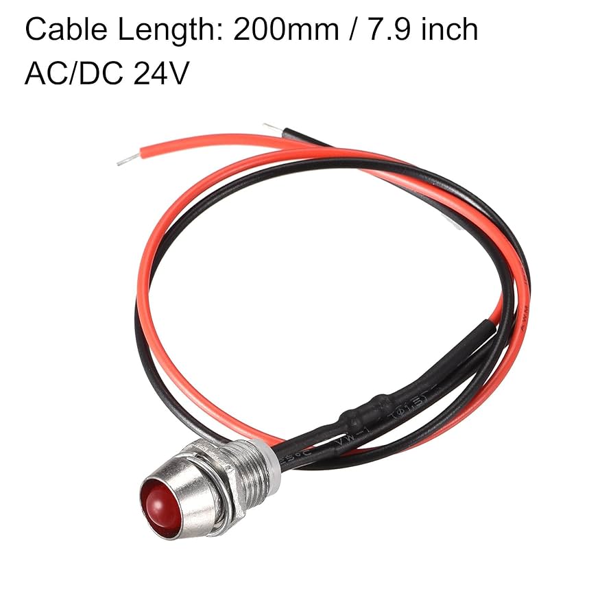 uxcell 信号表示灯 AC/DC 24V 6 mm ケーブル付き 照明 工具 uxcell 信号表示灯 AC/DC 24V 6 mm ケーブル付き 照明 工具