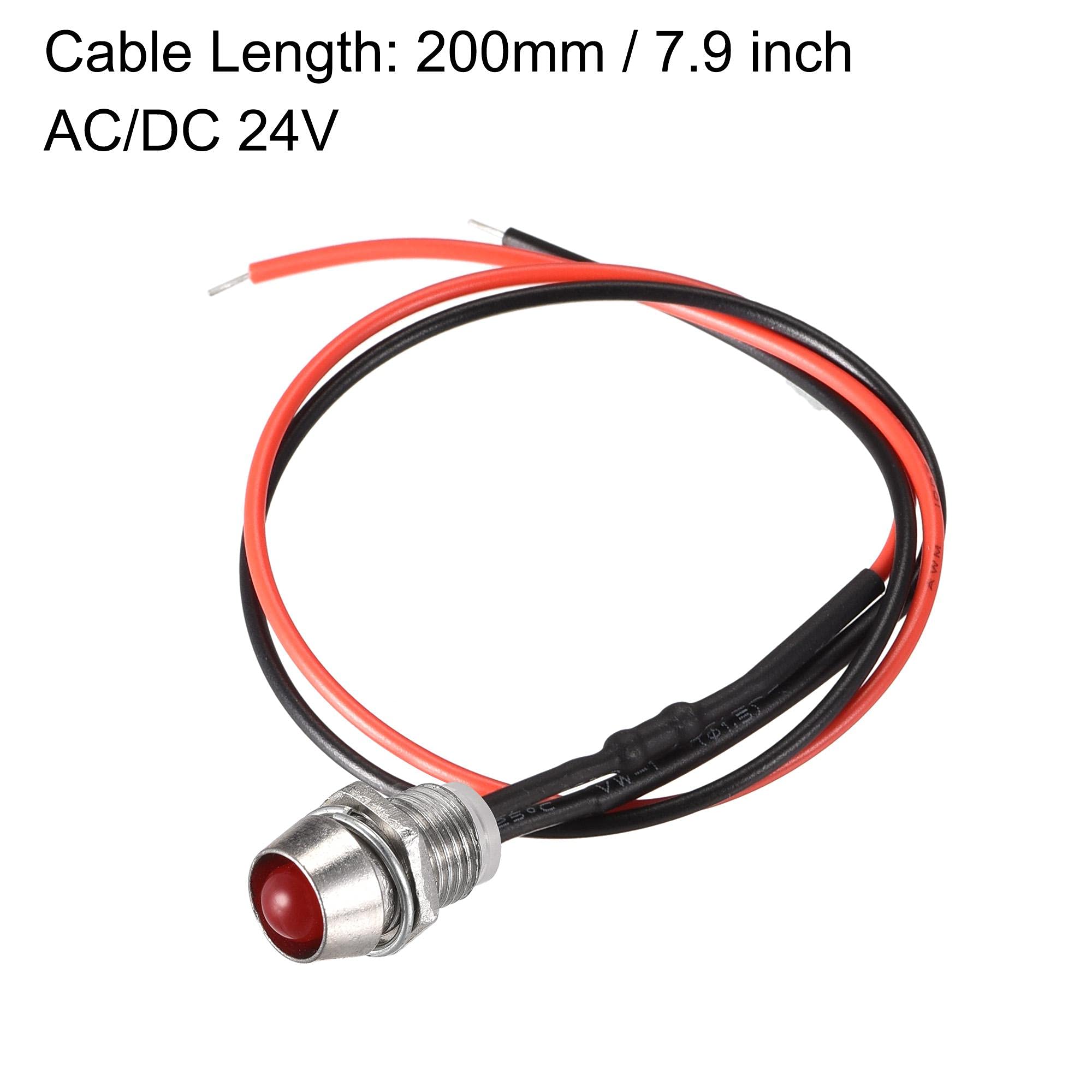 uxcell LED Indicator Light AC/DC 24V 8mm Panel Mount Metal Shell