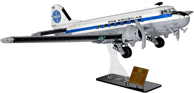Display Stand Compatible with LEGO Icons 11378 Douglas DC-3 PAN AM Airliner Angled Flight Display Stand Set Not Included