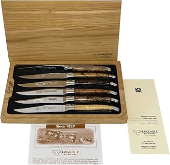 海*様 Laguiole en Aubrac牛角ハンドルステーキナイフ5本セット Amazon.co.jp: Laguiole en Aubrac ステーキナイフ6点セット バーチ