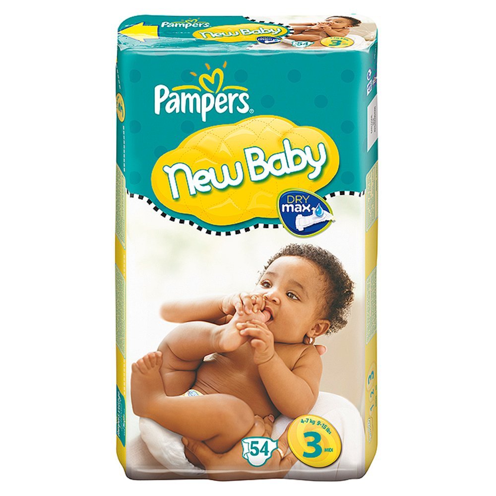 Pampers New Baby Windeln Gr. 3 (9–15 lbs/4–7 kg) – 2 x Wirtschaft Packungen von 54 (108 Windeln)