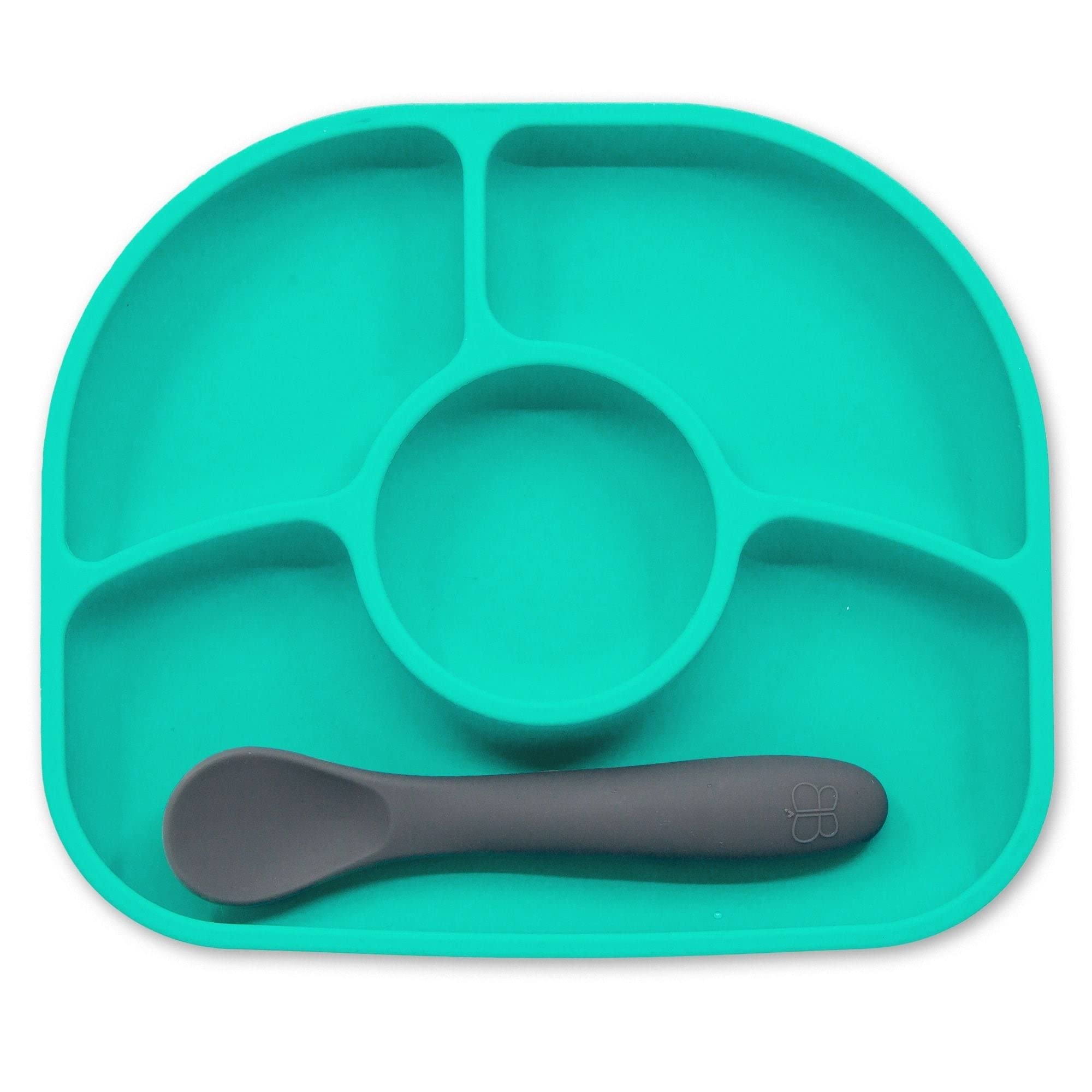 bblüv Yumi Anti-Spill Silicone Plate & Spoon Set-Aqua, Pack Of 1, B0145-A
