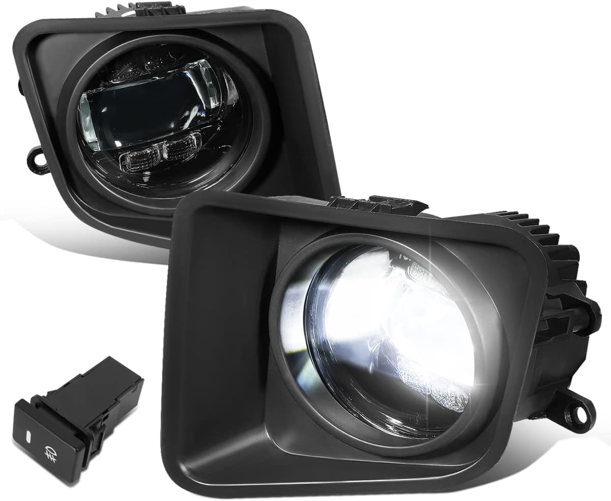 Auto Dynasty Full LED Projector Fog lights Compatible with 2014-2021 Toyota Tundra, Fog Light Lamps with Switch and Bezels, Driver and Passenger Side, Smoked Lens