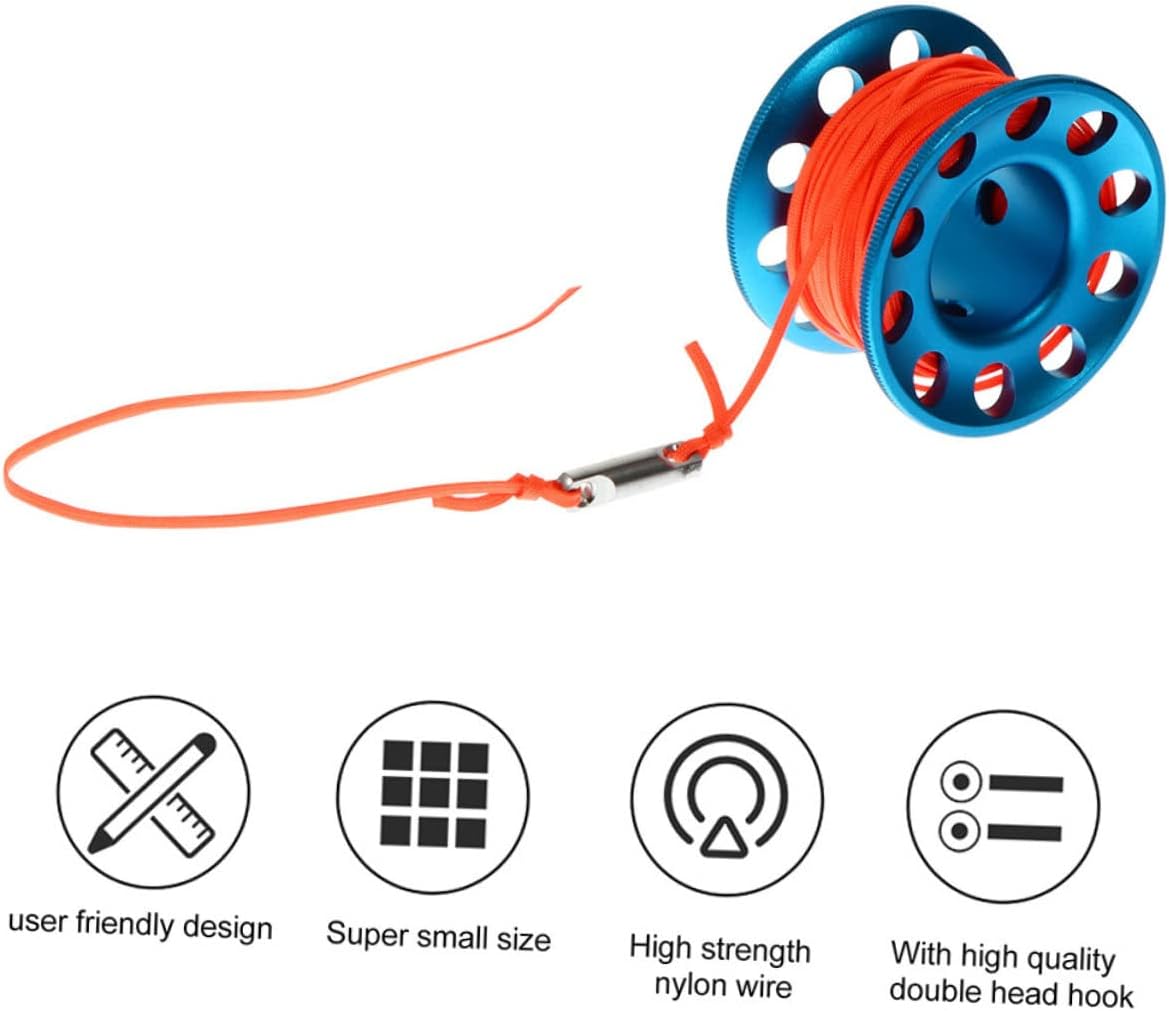 VICASKY 1Set Diving Rope Reel Portable Underwater Guide Line Spool for Scuba Diving Blue Essential Diving Equipment for Technical and Cave Diving