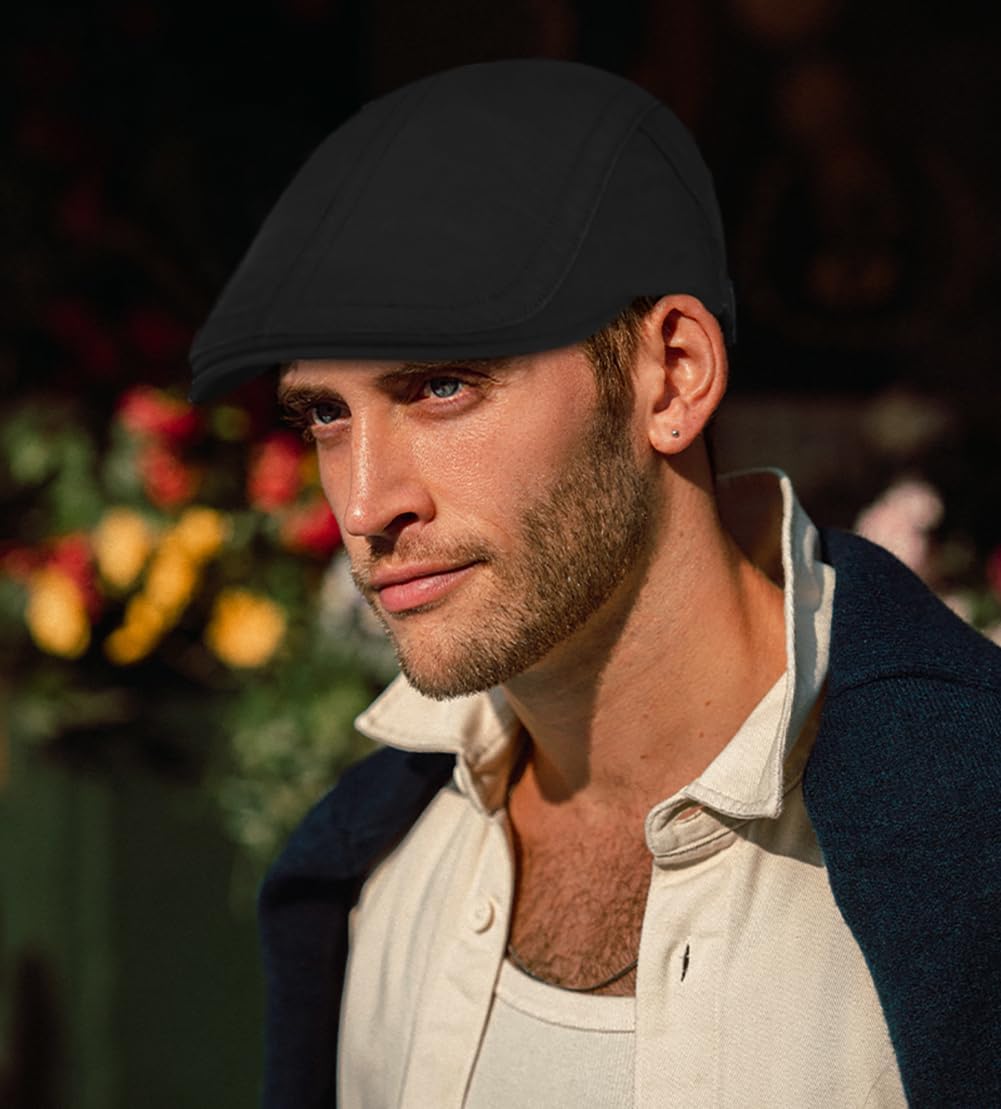 Cotton Newsboy Flat Caps for Men Adjustable Cabbie Ivy Driving Beret Hats Hunting Hat - Image 2