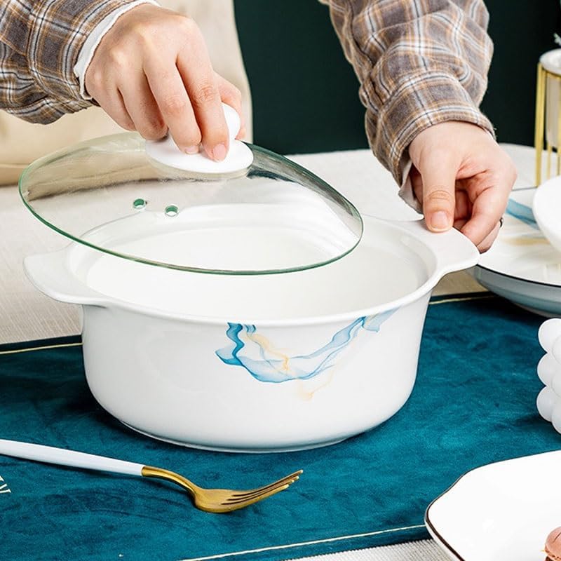 Pattern Lightweight Luxury Ceramic Tableware Chinese Creative Bowl Chopstick Set Gift Restaurant