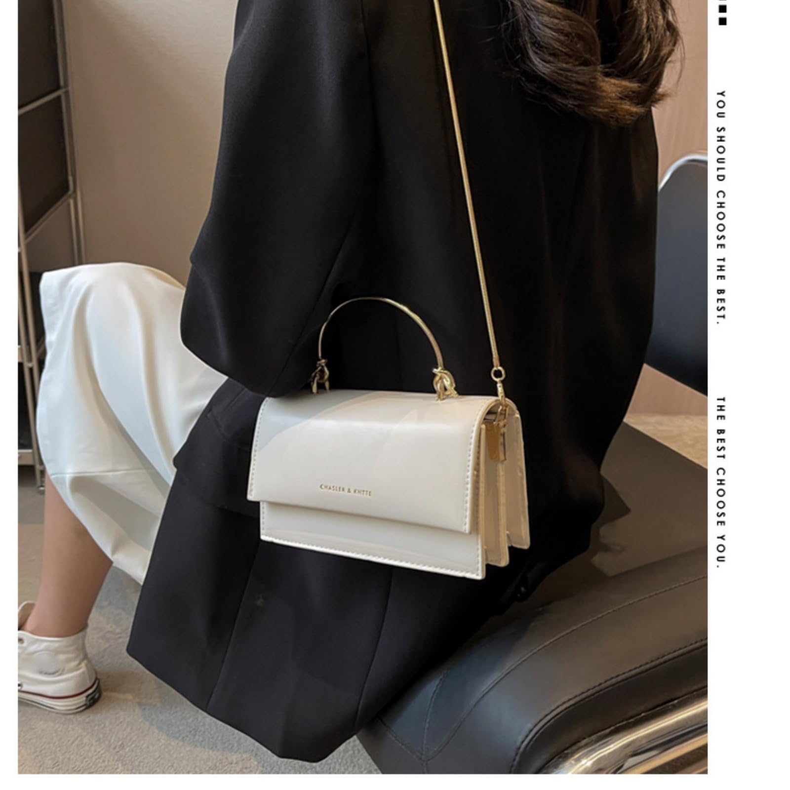 Borsa Elegante A Tracolla Versatile E Piccola Strutturata-Bianco
