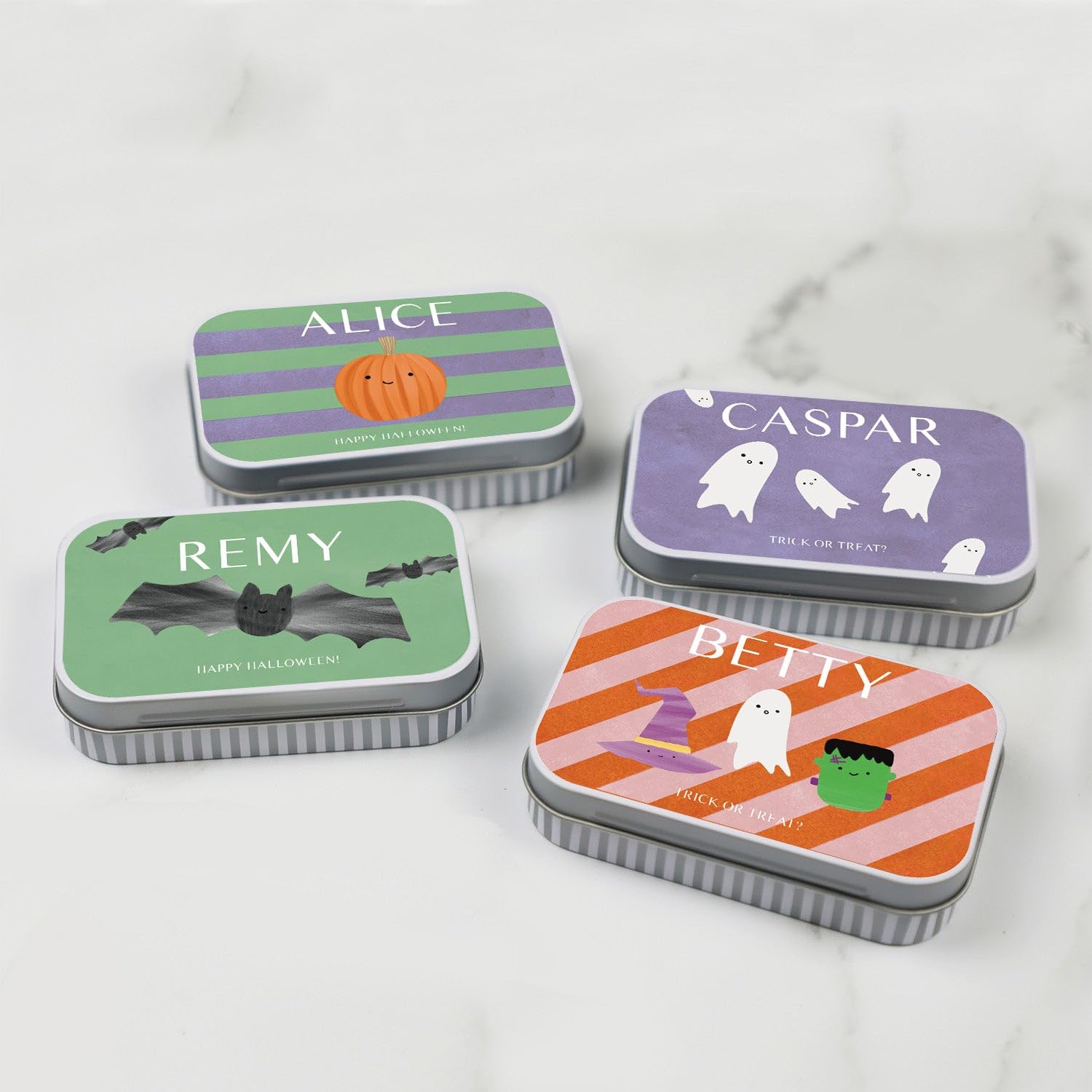 Cotton Twist Multicolor Kids Personalised Halloween Trick Or Treat Tin - Children Lightweight Keepsake Gift Present Rectangular