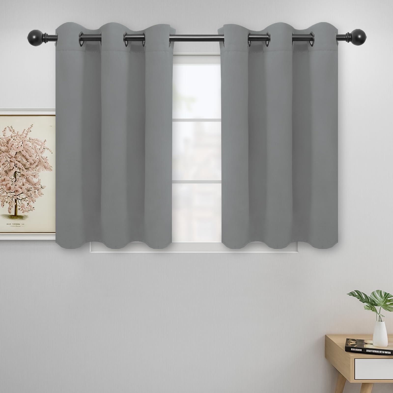 Easy-Going Blackout Curtains for Bedroom, Solid Thermal Insulated Grommet and Noise Reduction Window Drapes, Room Darkening Curtains for Living Room, 2 Panels (42x36 in, Light Gray) โ image 1
