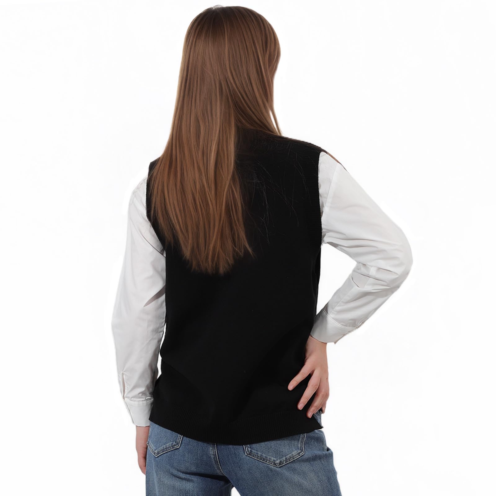 Débardeur en tricot sans manches à col en V pour femme