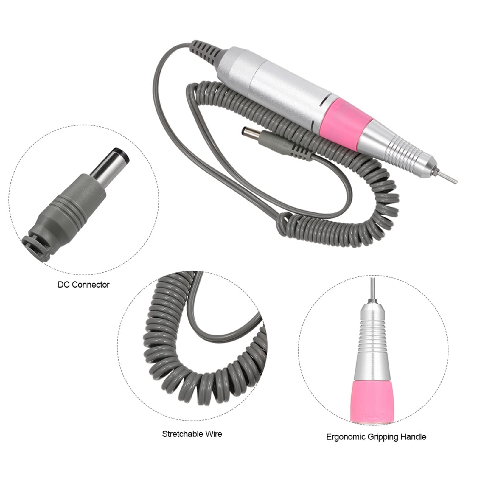 30000RPM elektryczny manicure do paznokci wiertarka Pen wiertarka do paznokci uchwyt rękojeść do Manicure Pedicure maszyna akcesoria narzędzie (różowy)