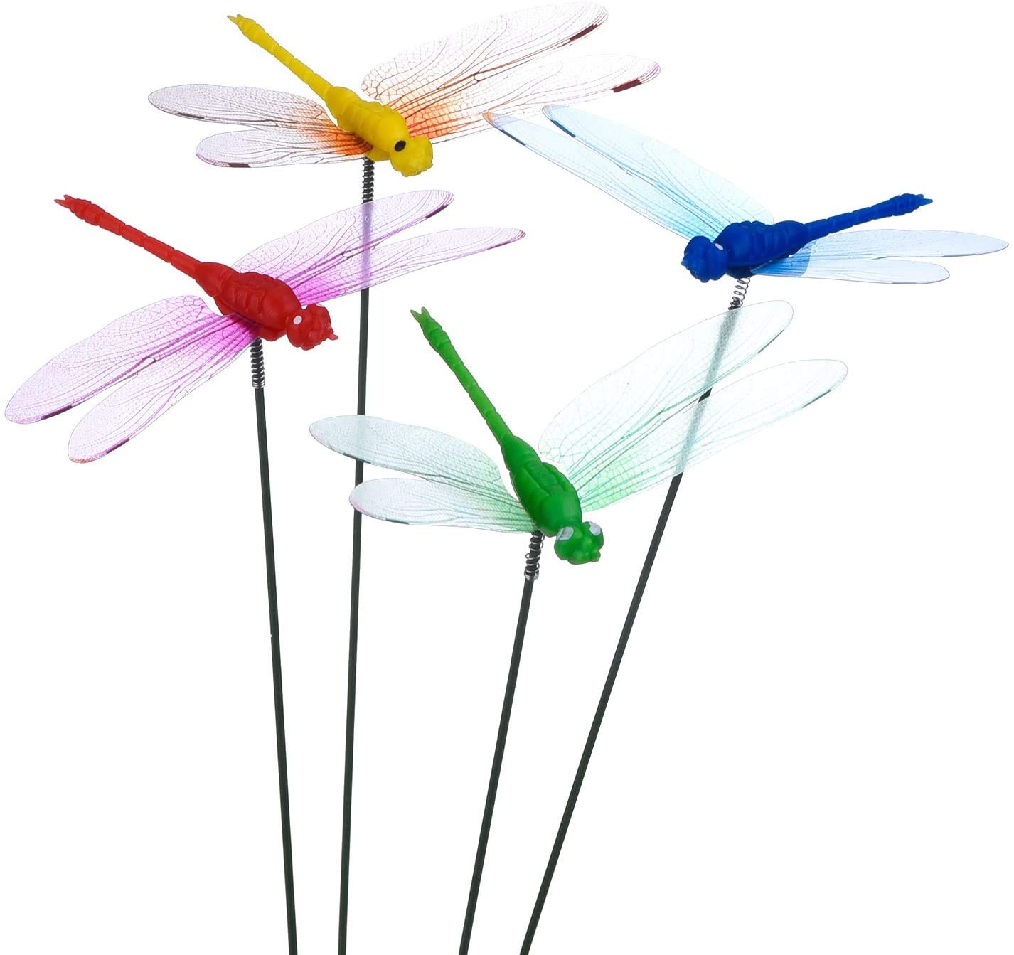 JJJ Ornamenti da Giardino 20 Pezzi Punte di Farfalle da Giardino e 4 Pezzi di libellule