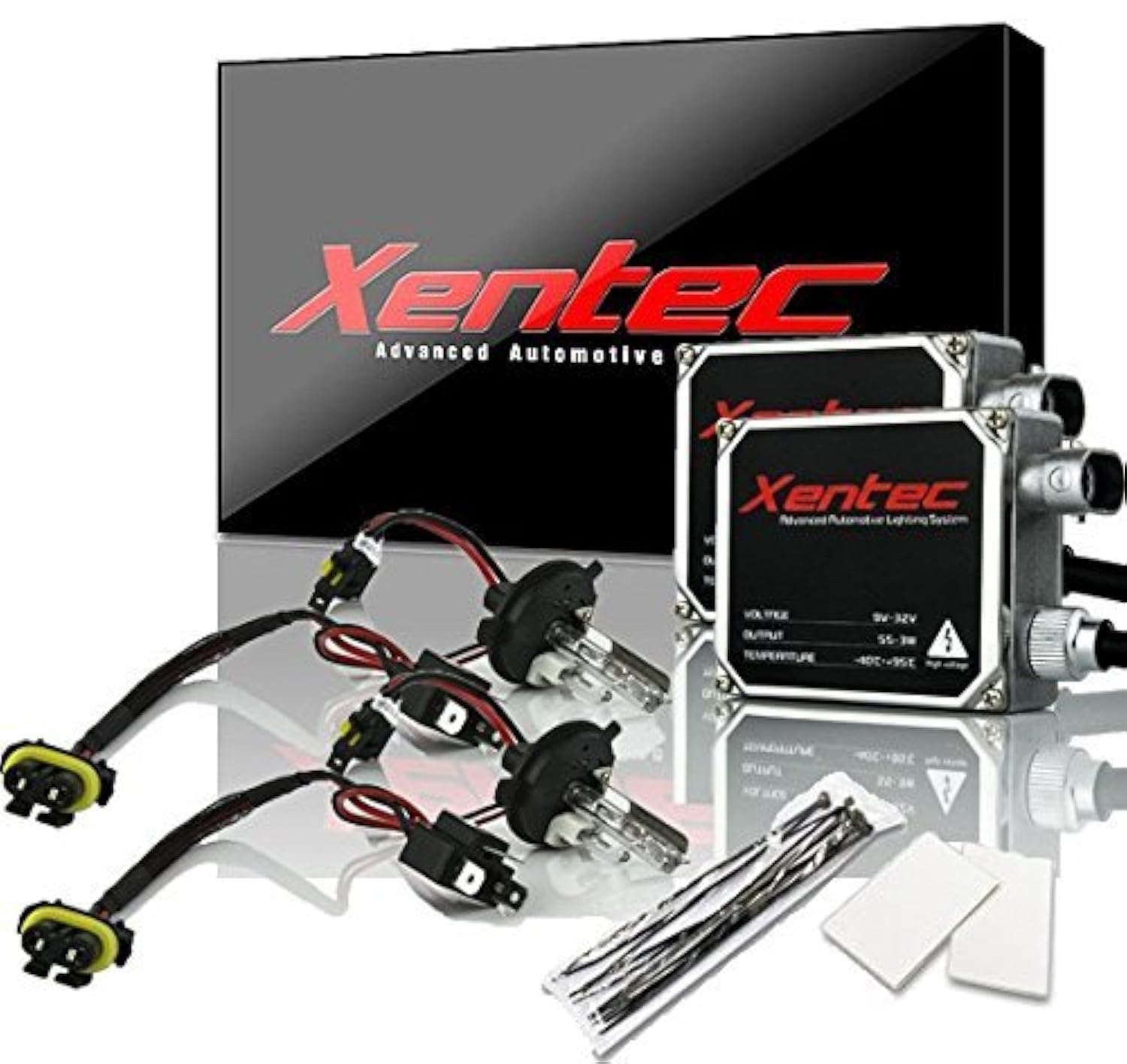 XENTEC 55W Standard Size Ballasts x 2 Bundle with 2 x Xenon Bulb H4(hb2/9003) Hi/Lo Halogen 12000K
