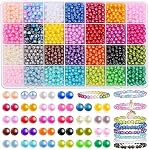 Audab 2240Pcs 28 Color 6mm Round Pearl Beads for Jewelry Making