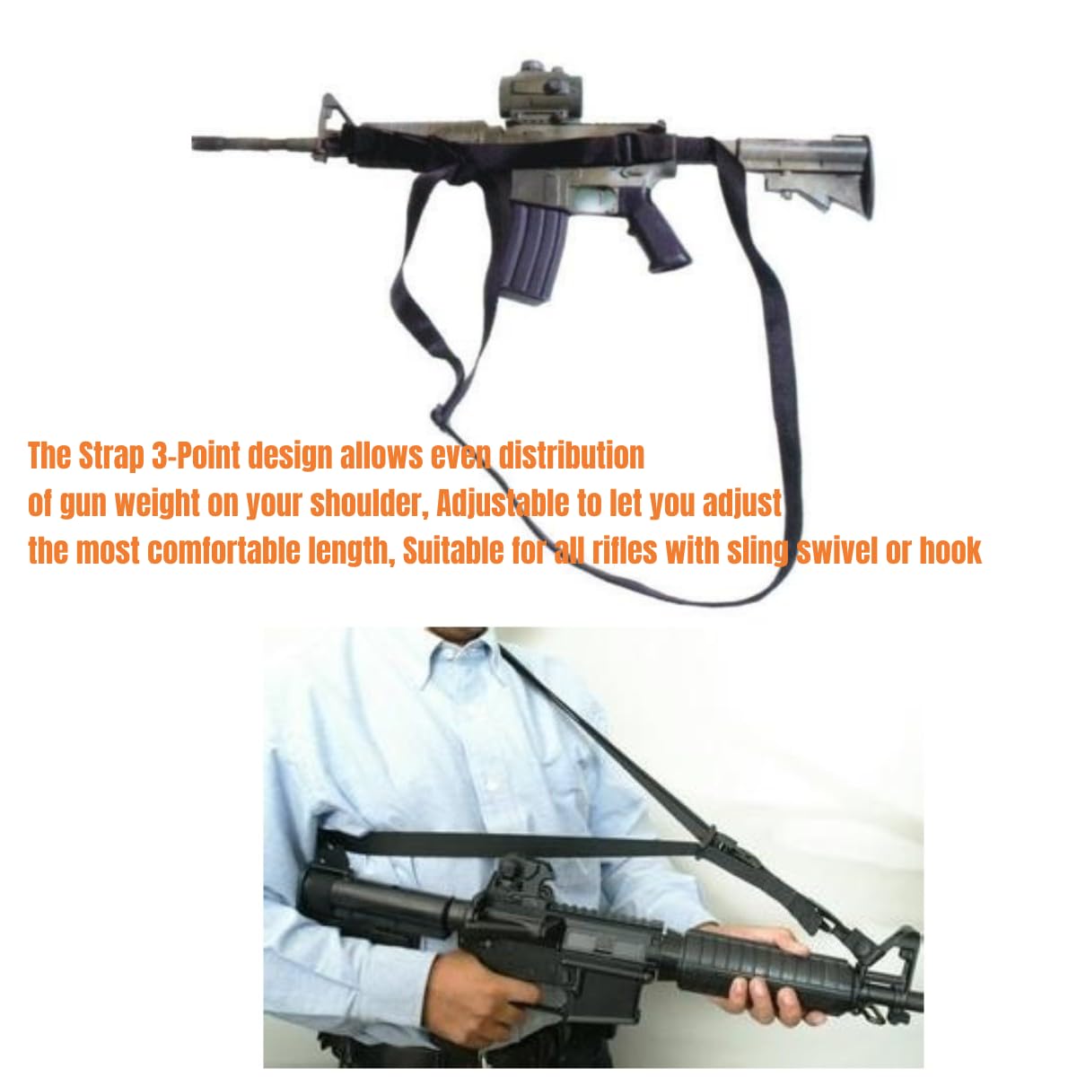 ACEXIER Caccia Tactical Gun Sling 3 Point Bungee Airsoft Rifle Strapping Belt Accessori di tiro Militare Cinturino per Pistola a Tre Punti Caza