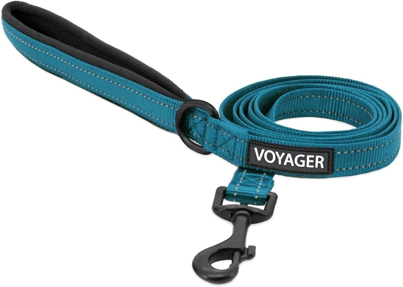 Best Pet Supplies Voyager Reflective Dog Leash or Collar with Neoprene Handle, for Small, Medium, and Large Breed Puppies, Cute and Heavy Duty for Walking, Running and Training - Turquoise (Leash), M