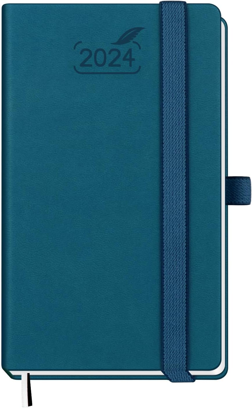 BEZEND Pocket Diary 2024 Week to View 15.5x9 cm [Pacific Green] Slim