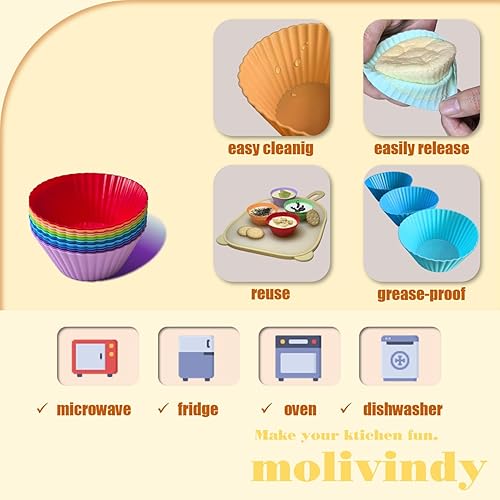 Miniatura 5 de Juego de tazas de silicona para hornear cupcakes, reutilizables y antiadherentes, juego de tazas para muffins para fiestas, Halloween, molde para