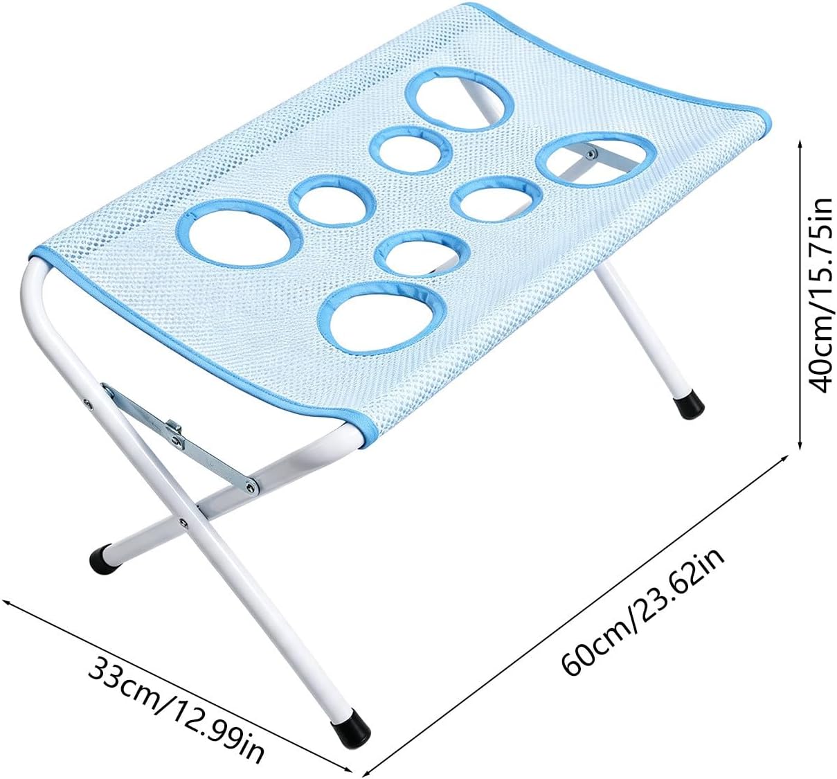 Foldable Pet Grooming Table, 8 Holes Breathable Mesh Dog Cat Bathing Stand, Stainless Steel Fold Pet Nail Trimming Holder Rack, Stable Support Stand for Cat Dogs Nail Trimming, Bathing，Blue