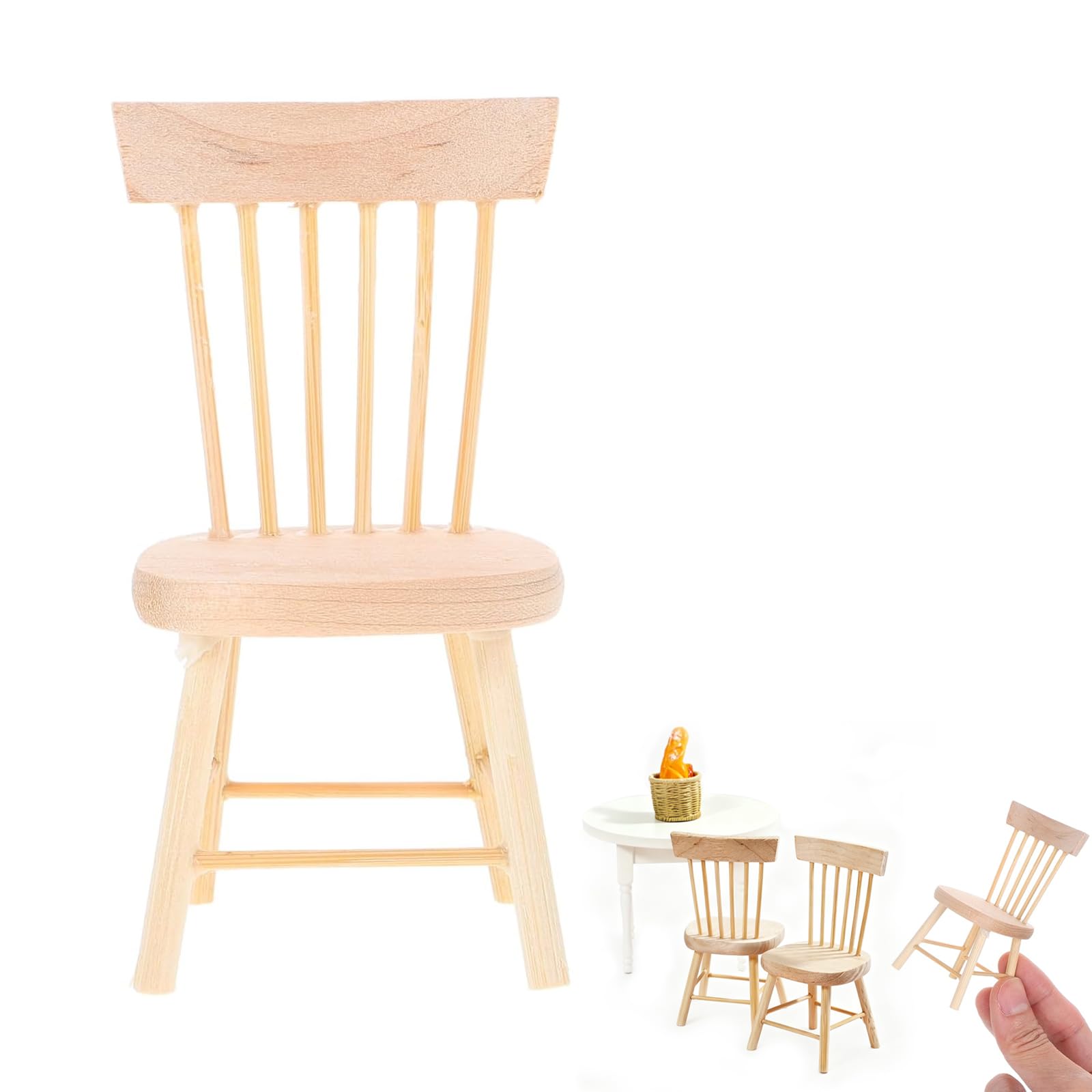 Teohhrn 1:12 Miniature Furniture Set Wooden Kitchen Table and Chairs, Detailed Dollhouse Accessories for Diorama DIY Model Decoration Black