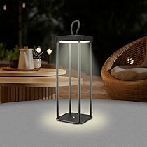 BEPER P207ILI100 Lampada da Tavolo LED Senza Fili, Luce LED Calda, Intensità Regolabile, Lampada da Esterno e Interno Ricaricabile, IP44, USB Type-C Inclusa, Autonomia 12 Ore