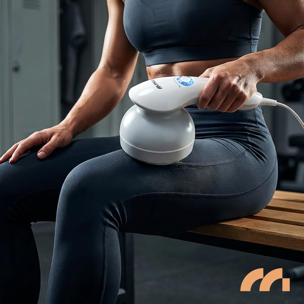 MalTec Anti Cellulite Massagegerät Körper, Vibrationsmassagegerät mit 8 Aufsätzen, 14 mm Amplitude, stufenlose Intensität, Netzbetrieb, Haar-Schutznetz, Körpermassagegerät für Beine Bauch SkinPulse