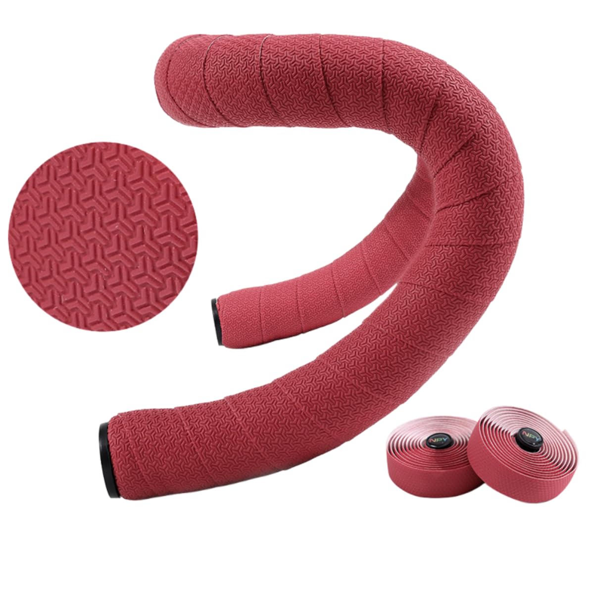 ROSSRORE Premium Road Bike Bar Tape - Durable Adhesive Backing, Vibration Damping, RED Handlebar Tape Road Bike Bartape Includes Bar Plugs & Finishing Tape - Compatible with Drop Handlebars