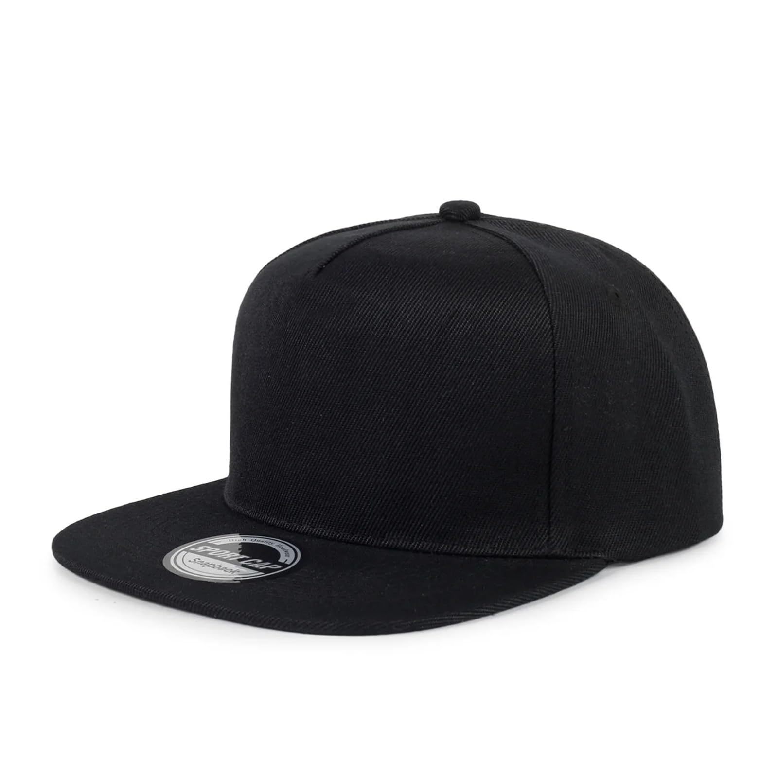 Gorra trucker ajustable con panel frontal liso y visera plana negra 7
