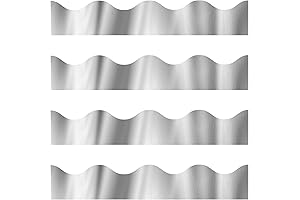 55.8 Feet Bulletin Board Borders, Silver Scalloped Borders for Bulletin Board, Decorative...