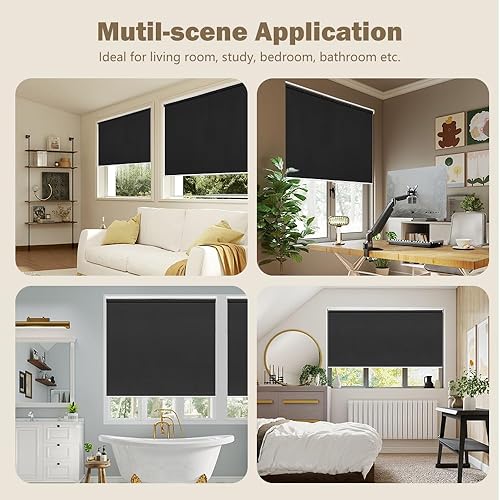Miniatura 7 de SEEYE Persianas enrollables opacas sin cordón, para ventana, impermeable, con aislamiento térmico, protección UV, para el hogar, cocina, baño,