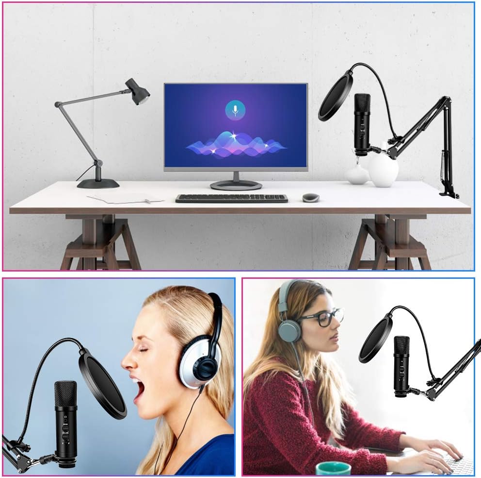 Best Seller 【2021 Version】 USB Condenser Microphone, Electop Professional Adjustable Computer Mic Set, Perfect for Gaming, Podcast, Live Streaming, YouTube Recording, Karaoke on PC