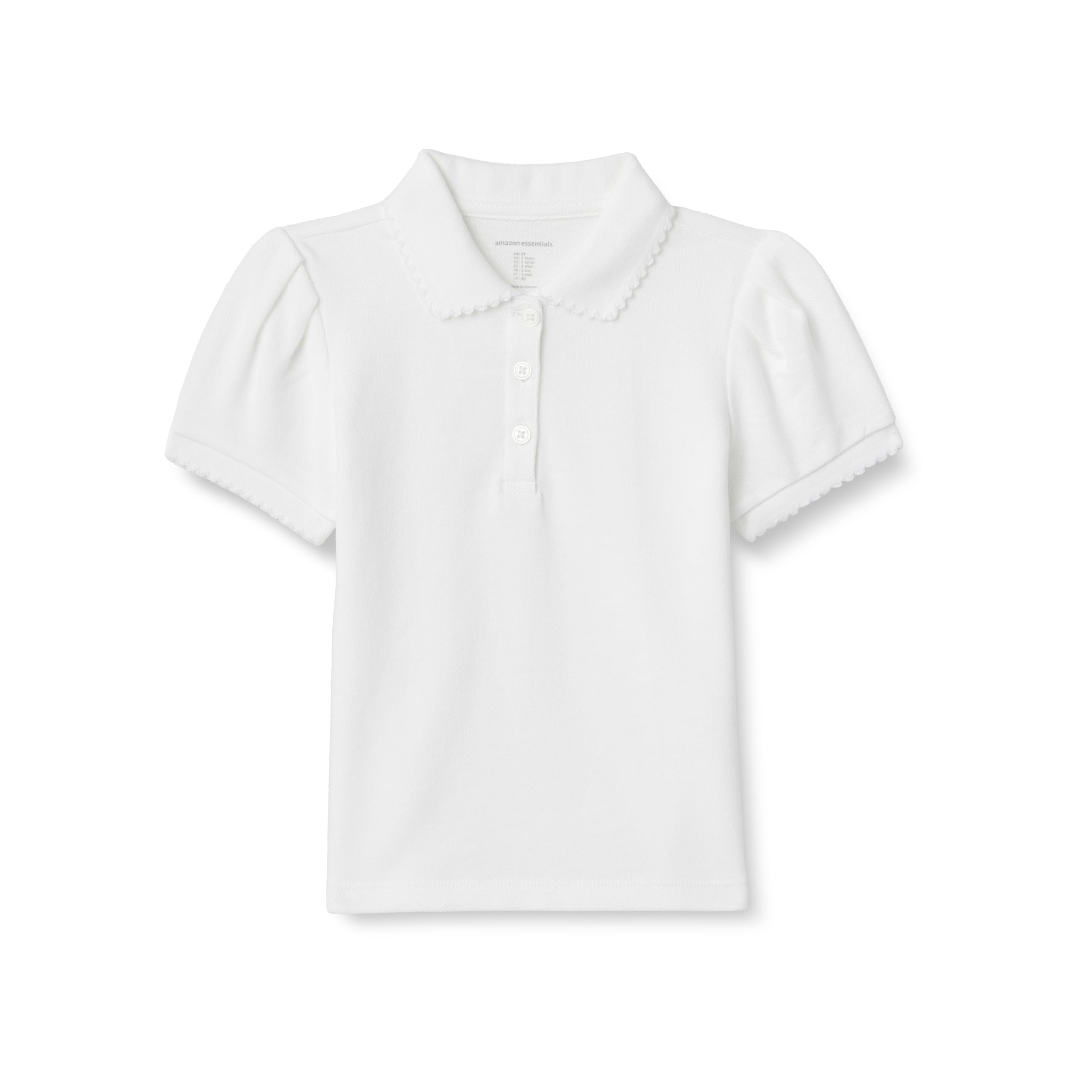 Amazon Essentials Niñas Polo de Uniforme de Piqué 11-12 años Blanco