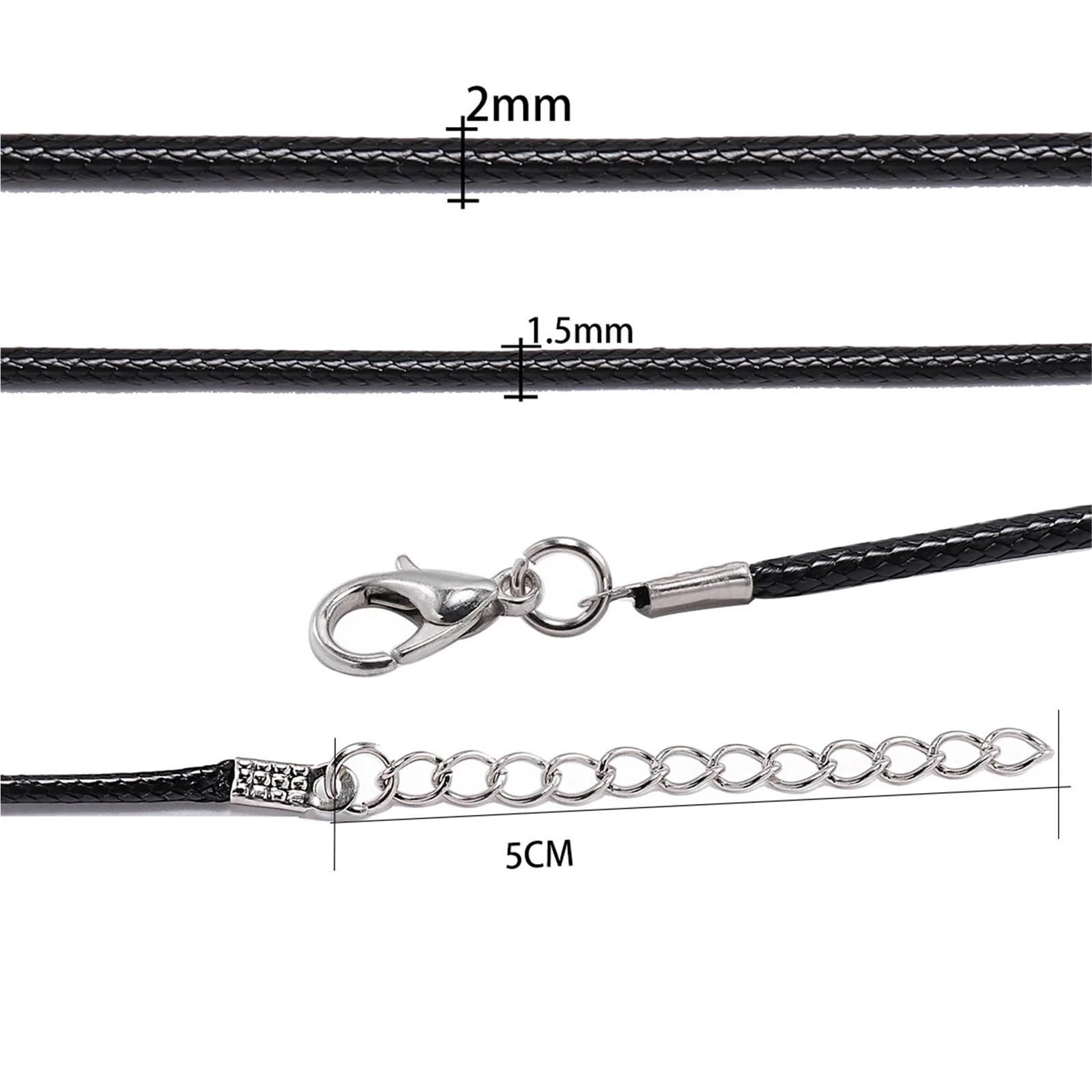 150 sztuk sznurek woskowany warkocz z zapięciem regulowany pleciony naszyjnik do wyrobu biżuterii bransoletka(Green-2,1.5mm)