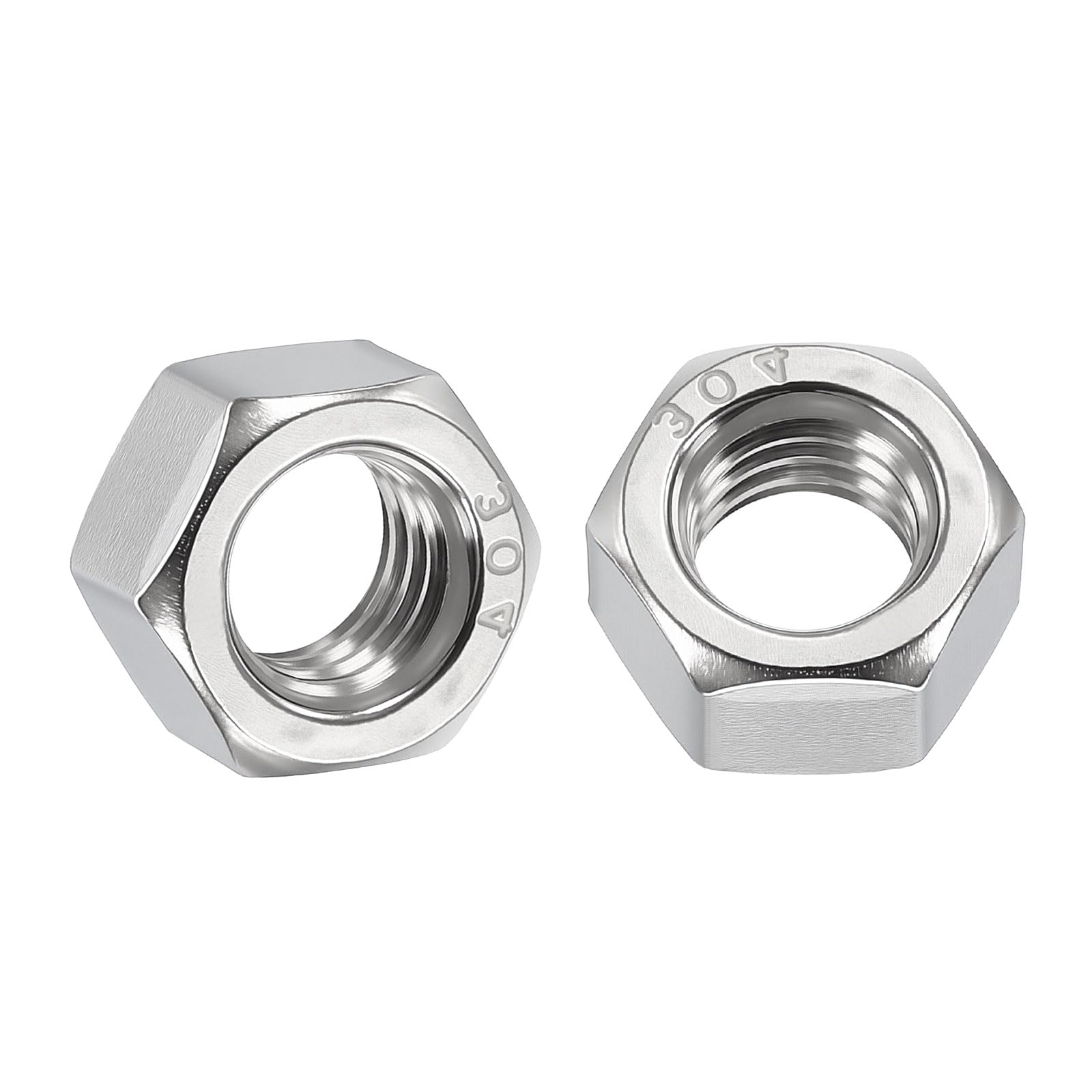 Kozelo 25pcs Hex Nuts - [3/8"-16] 304 Stainless Steel 18-8 (A2-70) Hardware Nuts for Mechanical Repair & Assembly, Standard Inch Coarse Thread Nut, Bright Finish, Silver