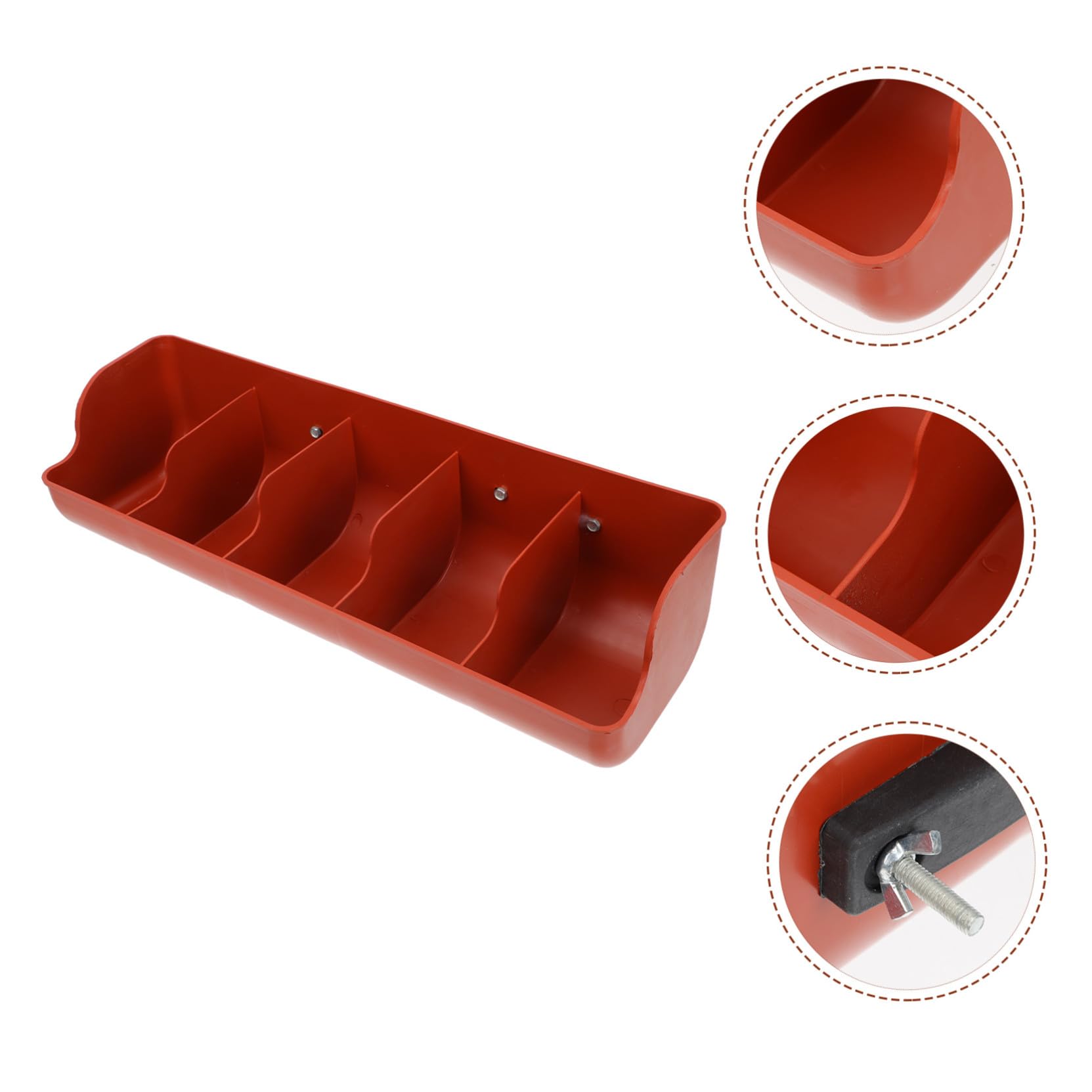 BESPORTBLE Mangiatoia per Suini in Plastica 5 Compartimenti Grande Capacità, Resistente All'usura e Facile da Smontare, per Allevamenti Suini in Fattoria Marrone