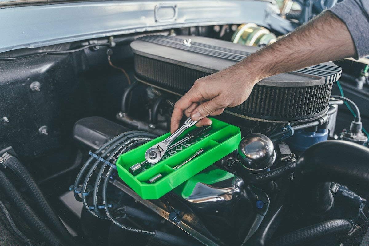 Grypmat Automotive & DIYer Non-slip, Non-magnetic Tool Box Organizer Optimize Workflow with Tool Tray Green Color Grip Mat (Small)