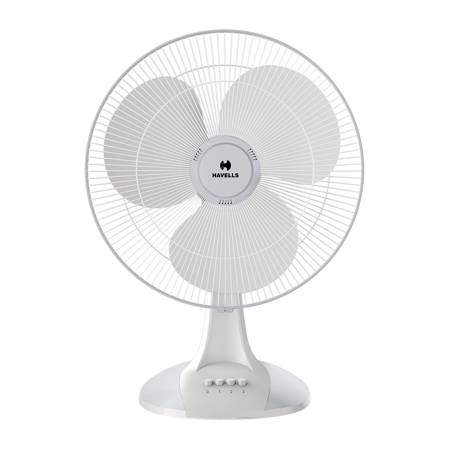 Havells Sameera 400mm Table Fan | Jerk free oscillation, 120 ribs guard, 3 Speed Settings, 1360 RPM Powerful Motor | Aerodynamically designed & balanced PP blades, 2 Year Warranty | (Pack of 1, White)