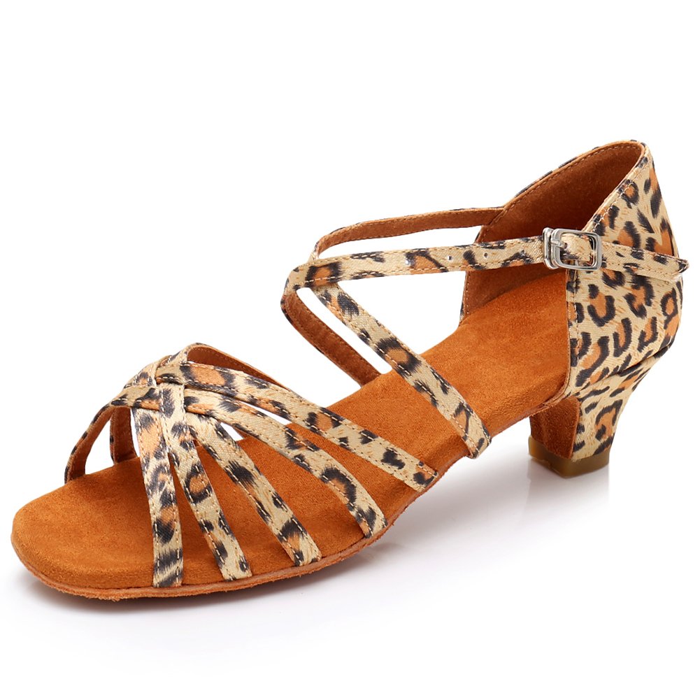 TINRYMX Girls&Women Latin Dance Shoes Silk Ballroom Salsa Tango Professional Performance Practice Dance Shoes,US 3