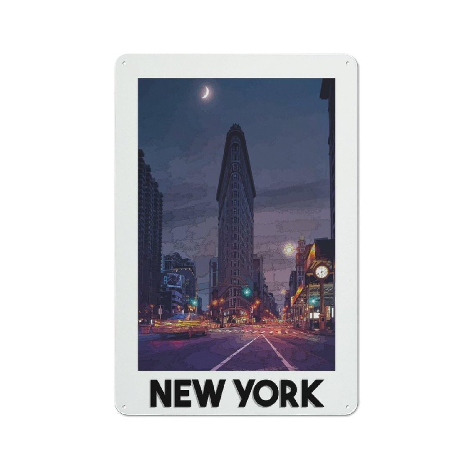 Junmoney Style-4 New York Vintage Metal Plaque 30X20cm For Living Room Wall, Suited To Living Room Decor Lovers