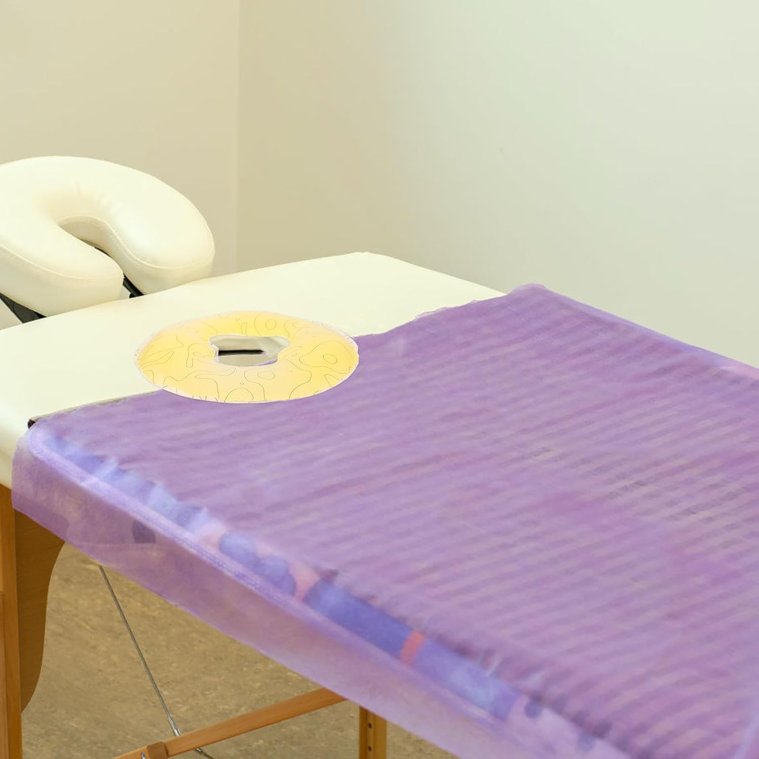 Homoyoyo Silicone Face Down Pillow for Massage Table and Facial Bed, Round Shape and Support, Stylish Yellow Face Pillow for Facial Massages and Spa Use