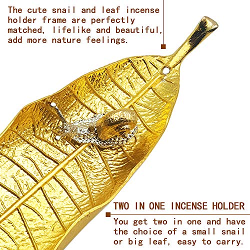 Incense Holder Set - Leaf and Snail Incense Burner,Incense Holders for Sticks Ash Catcher,Durable Zinc Alloy Materia,Modern Natural Design,Incense Ash Catcher Tray,Best for Meditation,Yoga,Home,Office