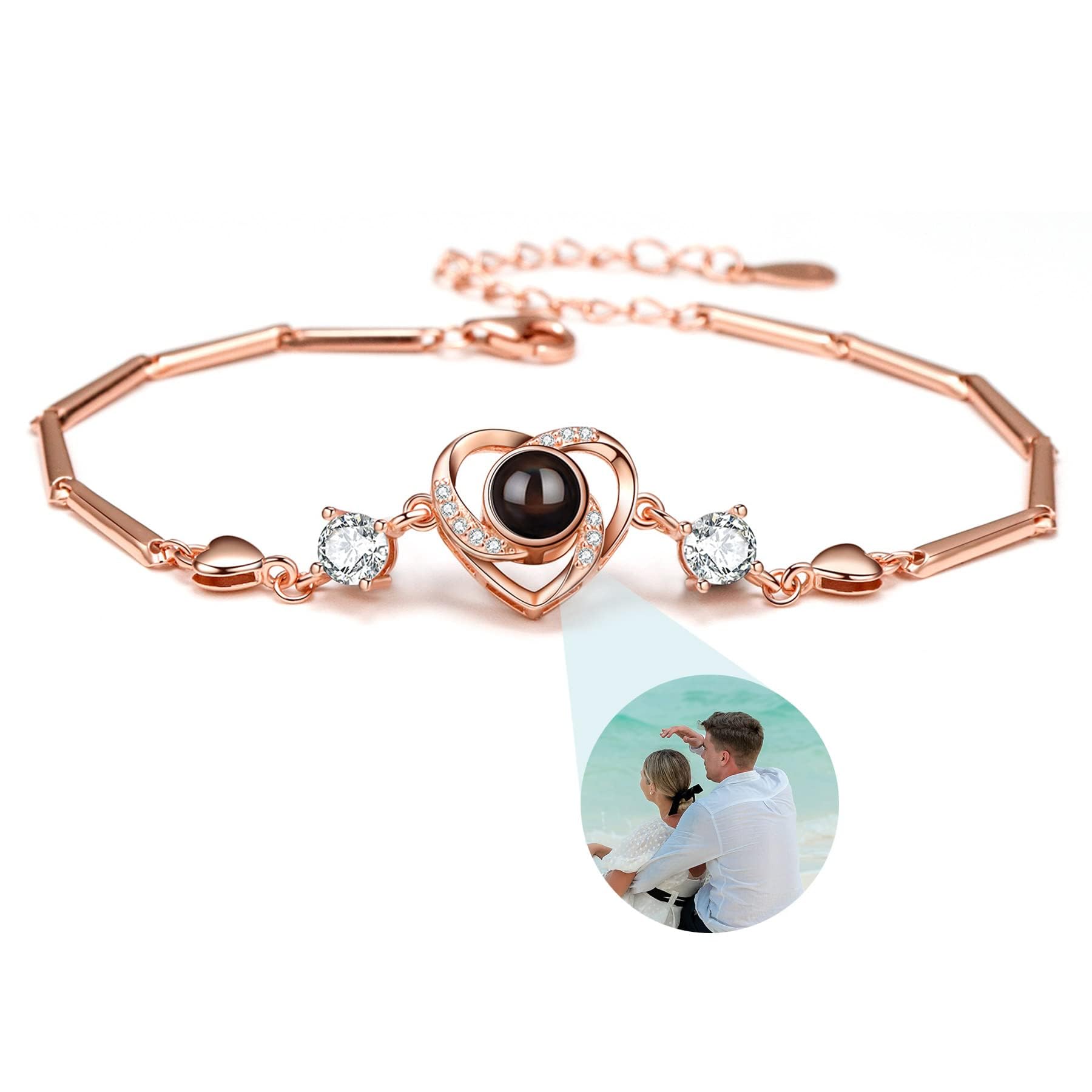 SUPHELPU Bracelet with Picture Inside, Picture Bracelet Personalized Photo, Personalized in Memory of Loved One Gifts, Customized Christmas