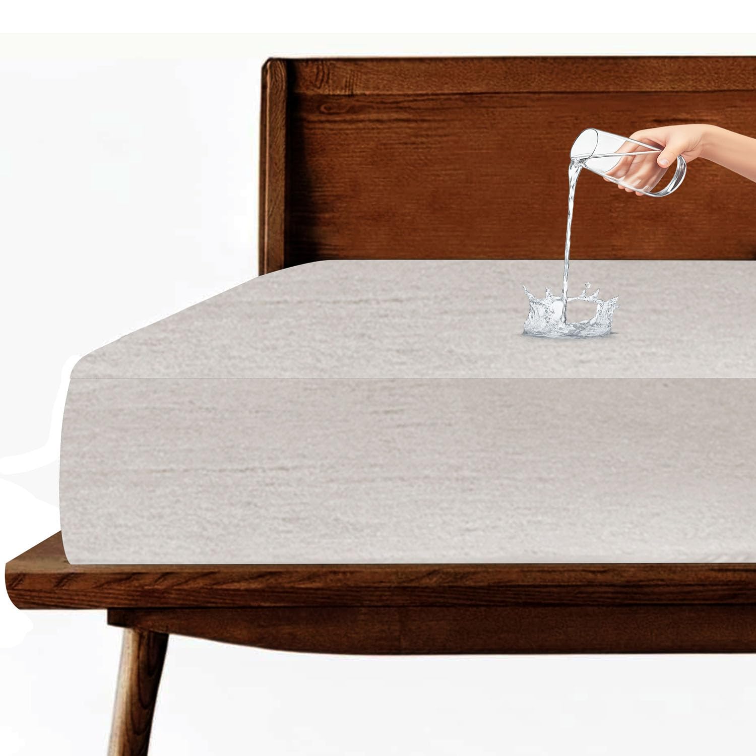 Stylista Mattress Protector Waterproof/Hypoallergenic Terry Cotton King Size LxW 72x72 Grey-picture-14
