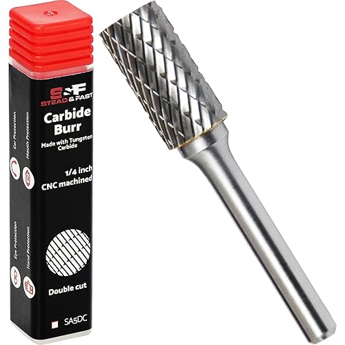 S&F STEAD & FAST Fresa de carburo con vástago de 14", diámetro de cortador de 12", longitud de 1", lima de tungsteno de grado profesional, broca de
