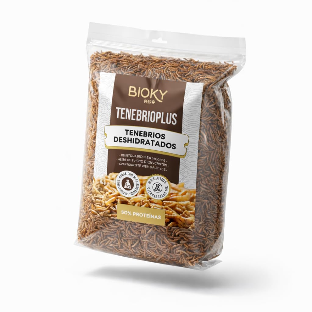 Dehydrierte Mehlwürmer, 10 l, Dehydriert – Würmer für Vögel, Reptilien und Nagetiere – Futter für Schildkröten und alle Arten von Tieren – Insekten für Hühner + 50 % Protein