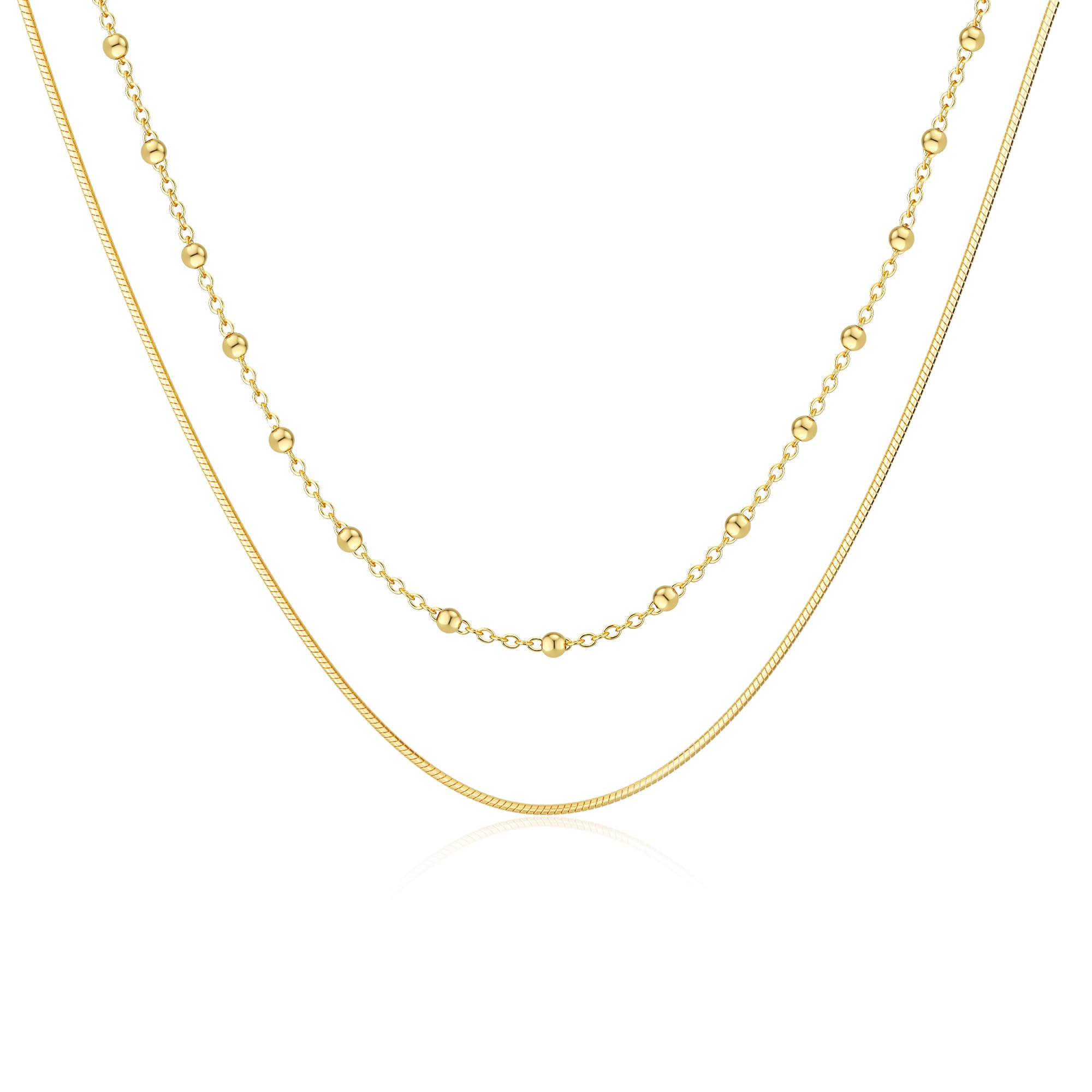 Freekiss Women's Layered Necklace Set - 3 Piece Dainty Gold Jewelry for Everyday Stacking | 14K Gold Plated Snake Chain, Rope Chain, Cuban Chain | Adjustable Length 14-18.5 Inch | Gift Ready