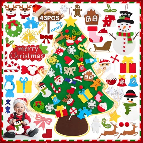 Albero di Natale in Feltro DIY 108 cm con luci a LED più...