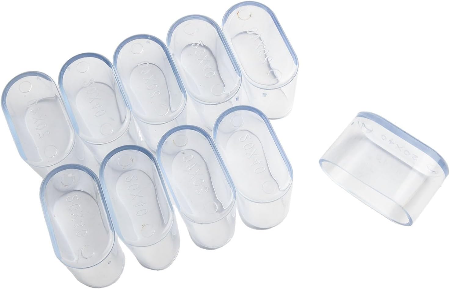 10 Pack Oval Chair Leg, PVC Rubber For Furniture Feet Covers for Hardwood Floor Protectors, Vinyl Flooring Savers, Tile Floor Guards, Table Glides(Transparent 20x40mm)