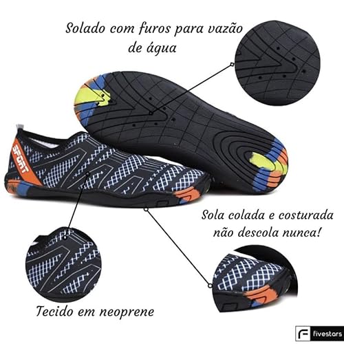 Sapatilha Nautica aquatica Unissex Neoprene Terra agua Cor:Cinza;Tamanho:37/38