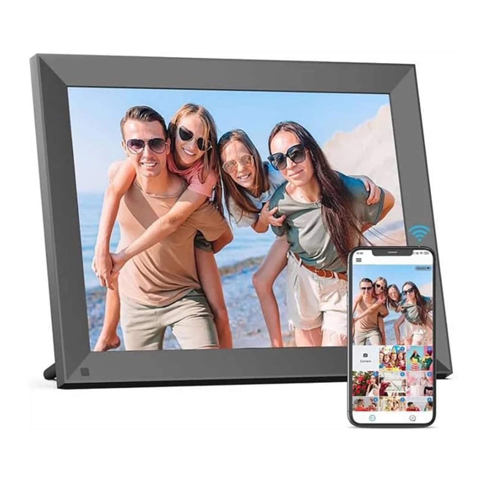 10,1 cala cyfrowa ramka zdjęć Wi -Fi wbudowana w pamięć 32 GB, z 1280 * 800 IPS ekran dotykowy i czujnik ruchu, udostępnij zdjęcia lub filmy za pośrednictwem aplikacji, czarny